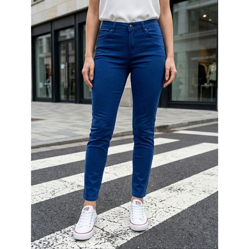 Chico’s Platinum Sapphire Blue Skinny Ankle Jeggings Stretch Jeans | 0 Small / 4